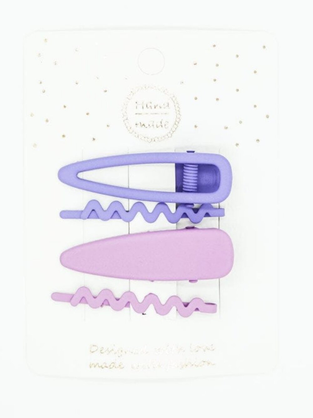 4Pc Solid Hair Clip Set - Purple